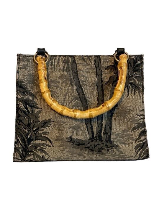 Sunny Hawaii Handbags - Sunny Hawaii Bag Palm Trees Bamboo Handles Black &Tan